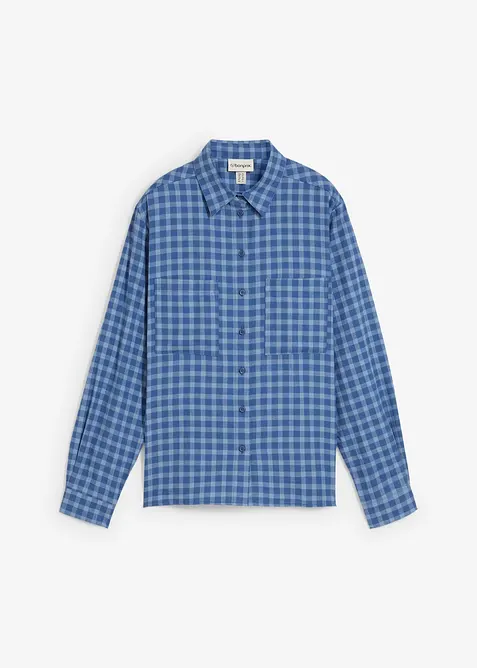 Rutig skjortblus i ren bomull, bonprix