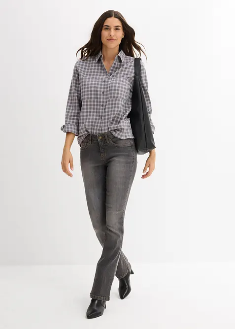 Rutig skjortblus i ren bomull, bonprix