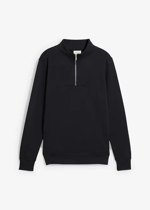 Sweatshirt med krage och dragkedja i ekologisk bomull, bonprix