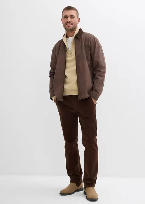 Sweatshirt med krage och dragkedja i ekologisk bomull, bonprix