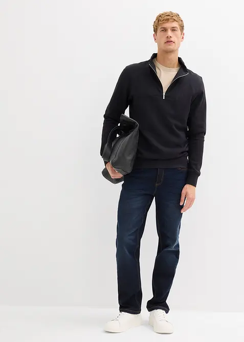 Sweatshirt med krage och dragkedja i ekologisk bomull, bonprix