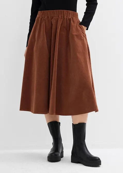 Manchesterkjol i bomullsmix, bonprix