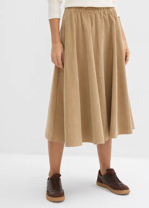 Manchesterkjol i bomullsmix, bonprix