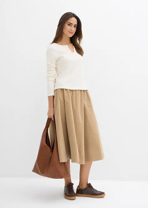 Manchesterkjol i bomullsmix, bonprix