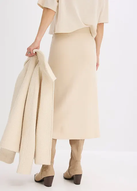 Stickad kjol i utst&auml;lld modell, bonprix