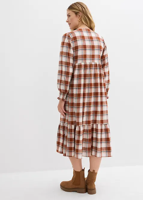 Mellanlång flanellklänning, bonprix