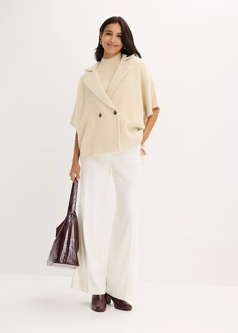 Stickad kofta av fjädergarn, bonprix