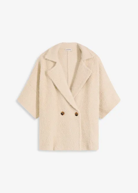 Stickad kofta av fjädergarn, bonprix