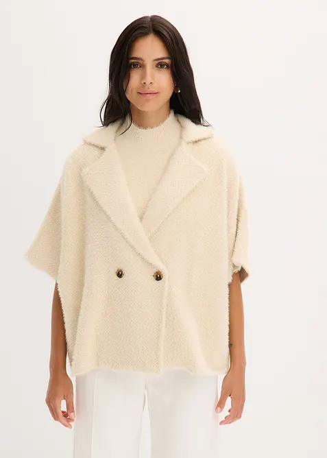 Stickad kofta av fjädergarn, bonprix