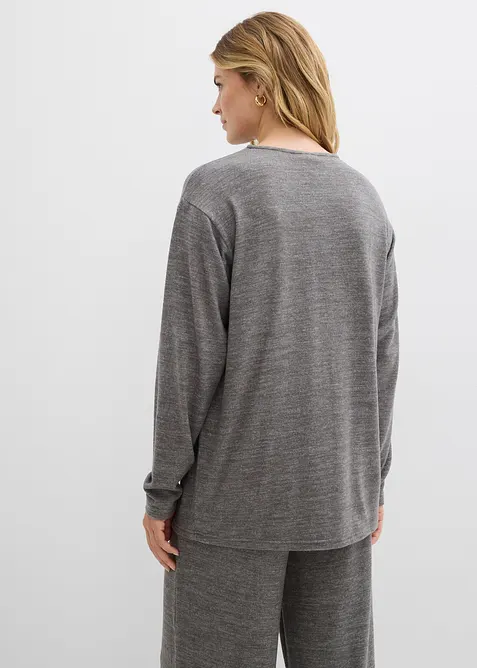 L&aring;ng sweatshirt med stickad look, bonprix