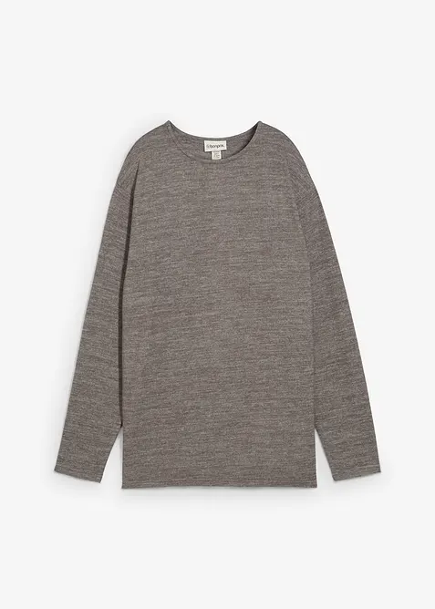 L&aring;ng sweatshirt med stickad look, bonprix