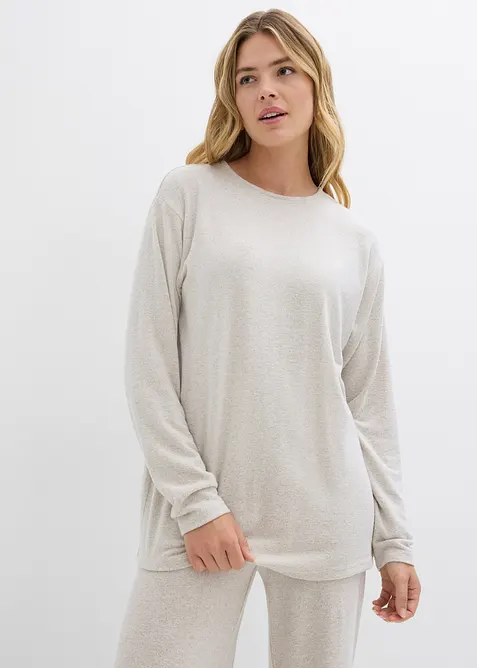 Lång sweatshirt med stickad look, bonprix
