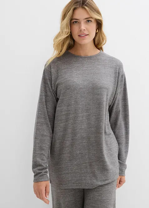 L&aring;ng sweatshirt med stickad look, bonprix