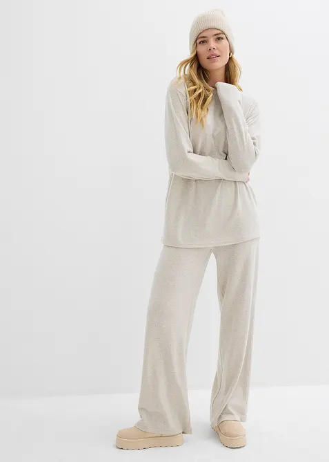 Lång sweatshirt med stickad look, bonprix