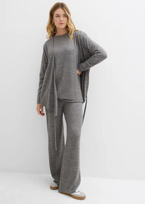 L&aring;ng sweatshirt med stickad look, bonprix