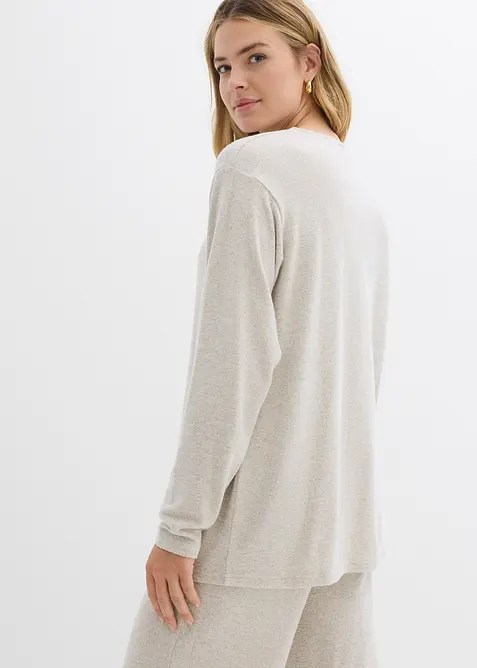 Lång sweatshirt med stickad look, bonprix