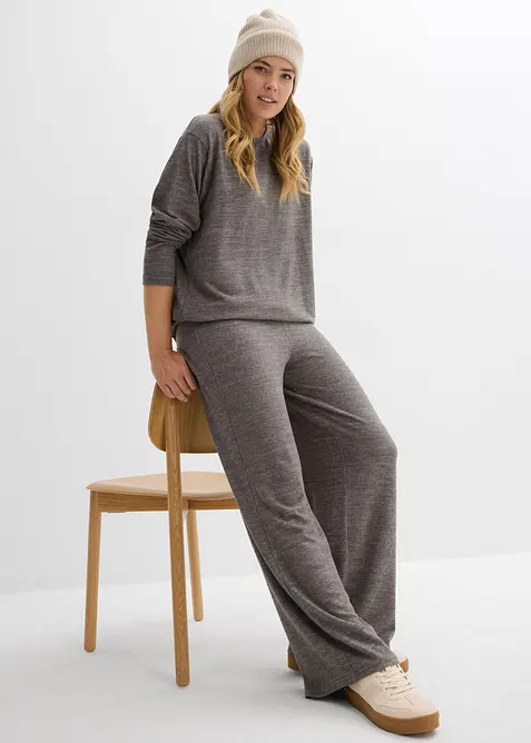 Palazzobyxa med stickad look, bonprix