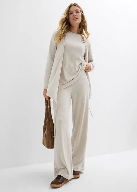 Palazzobyxa med stickad look, bonprix