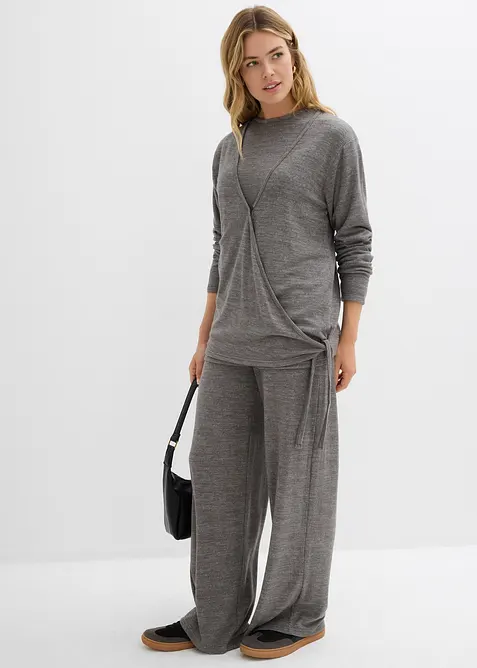 Omlottcardigan med stickad look, bonprix