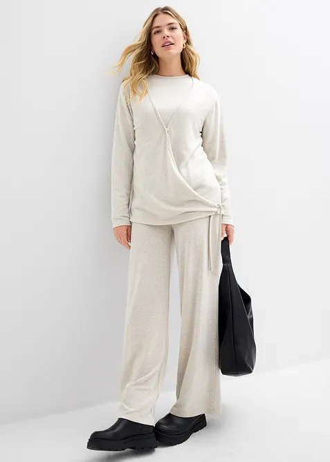 Omlottcardigan med stickad look, bonprix