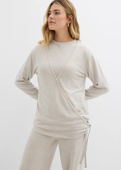 Omlottcardigan med stickad look, bonprix