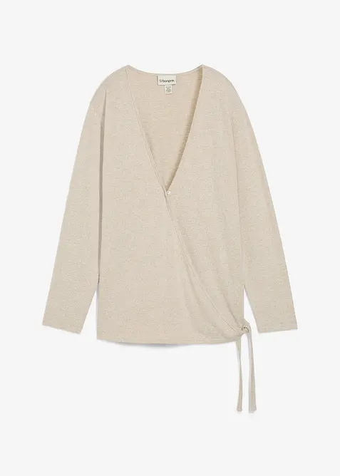 Omlottcardigan med stickad look, bonprix