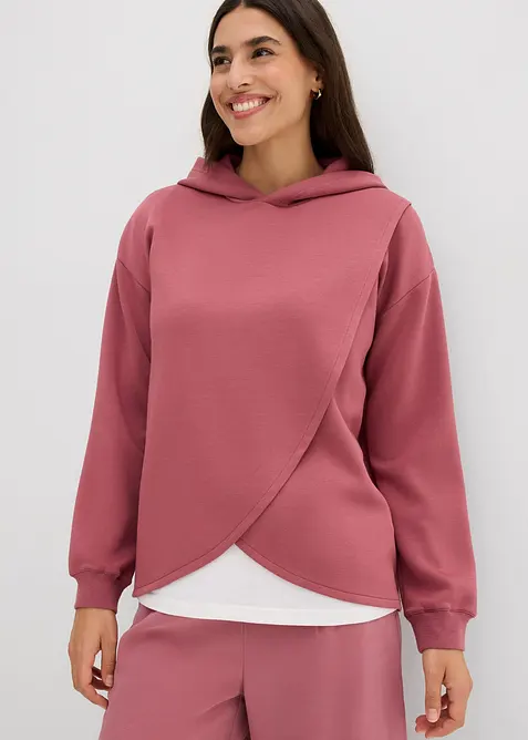 Sweatshirt med huva i mjuk viskosmix, bonprix