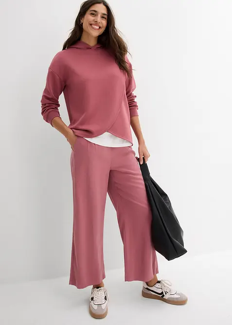 Sweatshirt med huva i mjuk viskosmix, bonprix