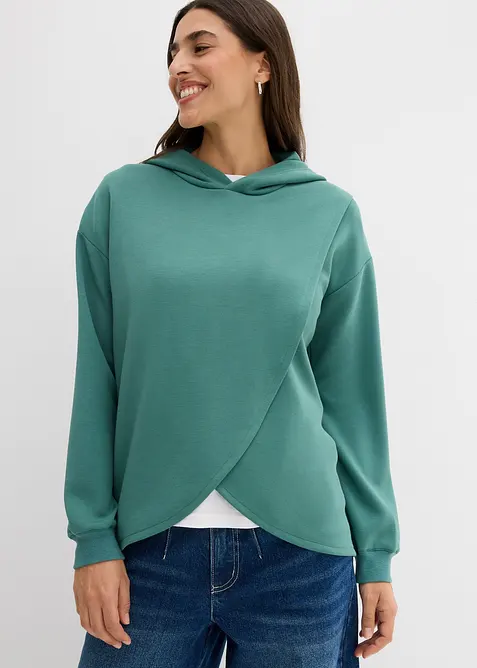 Sweatshirt med huva i mjuk viskosmix, bonprix