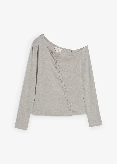 Ribbstickad topp med långa ärmar, bonprix