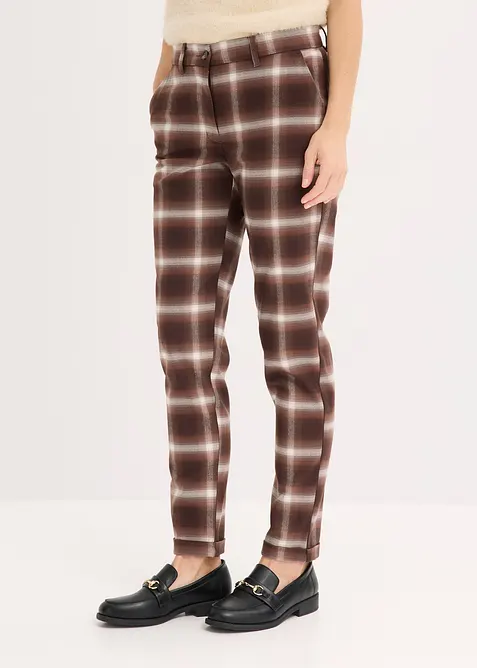 Rutig byxa med uppvikta benslut, bonprix