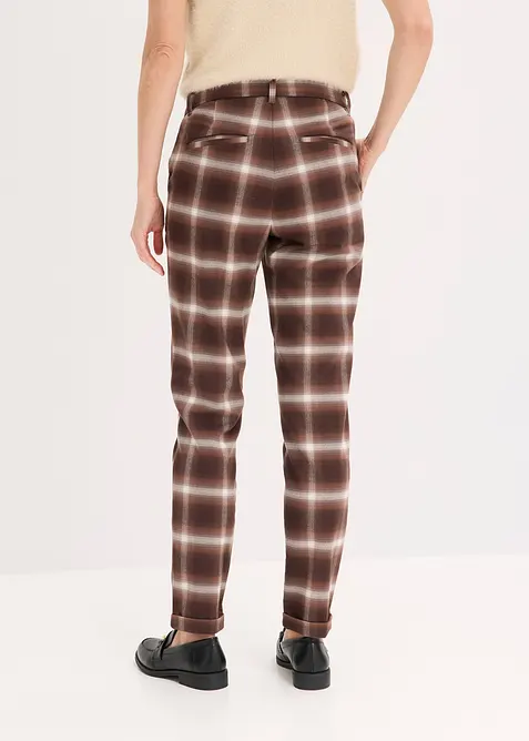 Rutig byxa med uppvikta benslut, bonprix