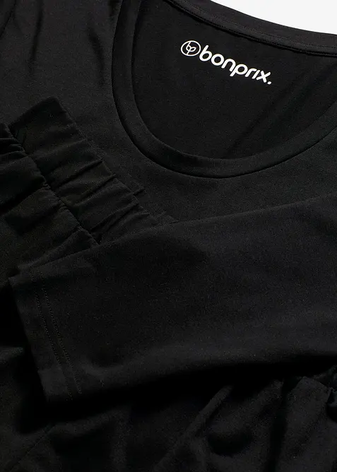 Långärmad topp och shorts i mjukt material, bonprix