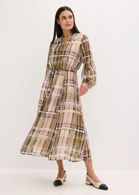 Chiffongklänning med knytband, bonprix