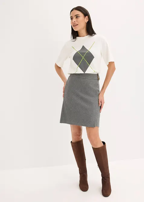 Kortärmad topp med paljetter och tryck, bonprix