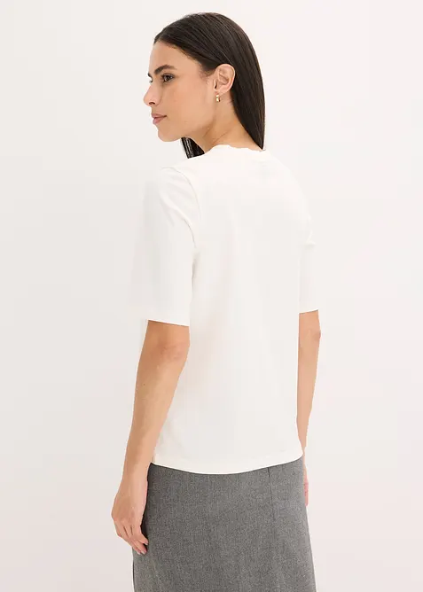 Kortärmad topp med paljetter och tryck, bonprix