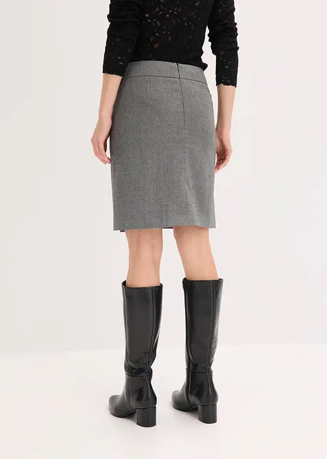 Kjol med omlotteffekt och fiskbensmönster, bonprix