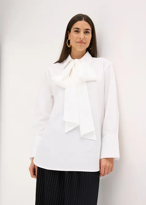 Knytblus av ren bomull, bonprix