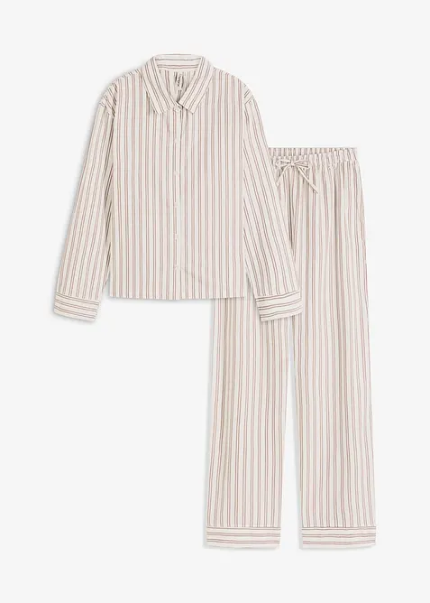 Skjorta och vävd byxa av bomull i oversizemodell, bonprix