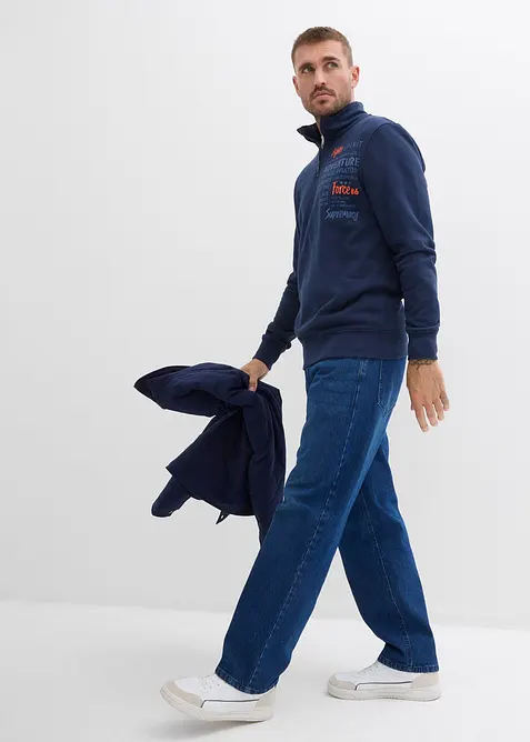 Sweatshirt med krage och dragkedja i ekologisk bomull, bonprix