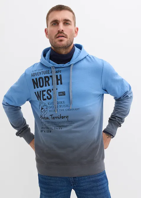 Sweatshirt med huva i ren bomull, bonprix