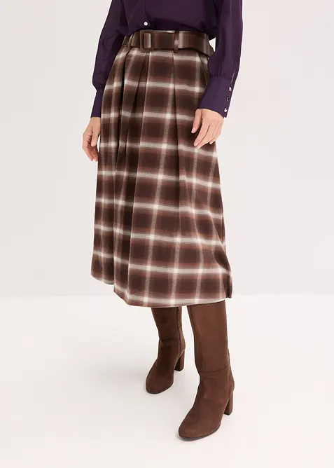 Veckad kjol och skärp (2 delar), bonprix