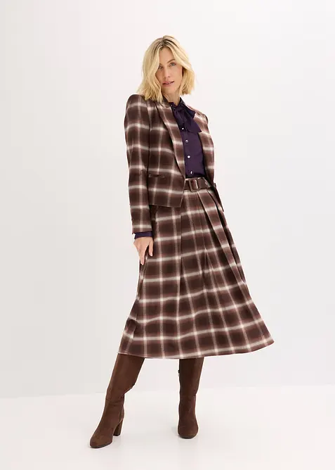 Veckad kjol och skärp (2 delar), bonprix