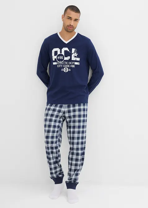Pyjamas  med bomull och l&aring;nga &auml;rmar, bonprix