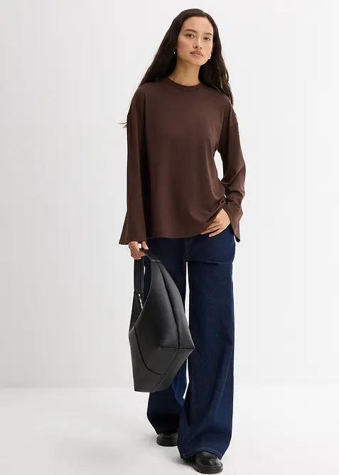 Lång topp i mjukt böljande material, bonprix