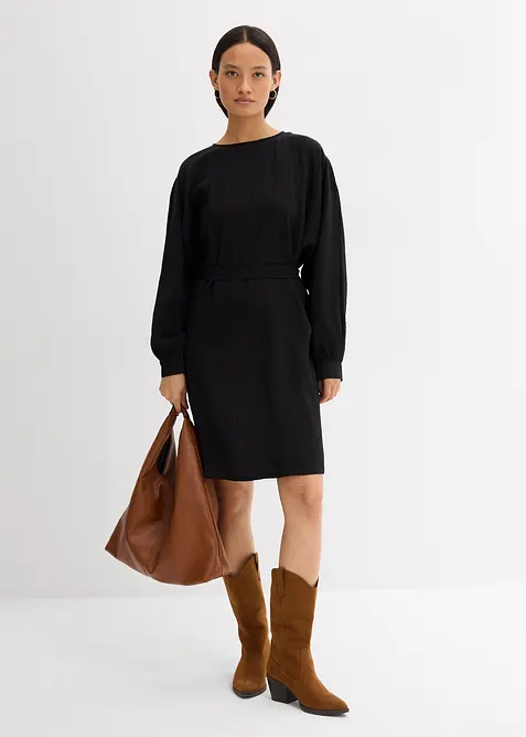 Miniklänning av viskosmix med struktur, bonprix