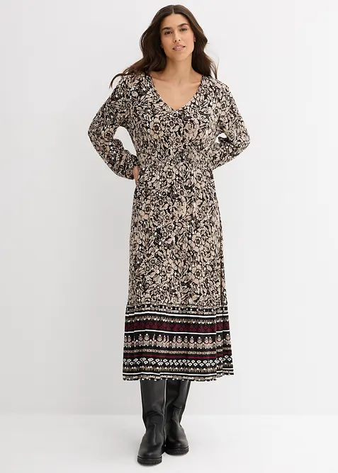 Maxiklänning i elastisk viskosmix, bonprix