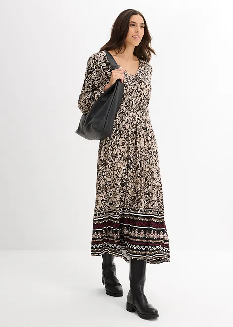 Maxiklänning i elastisk viskosmix, bonprix