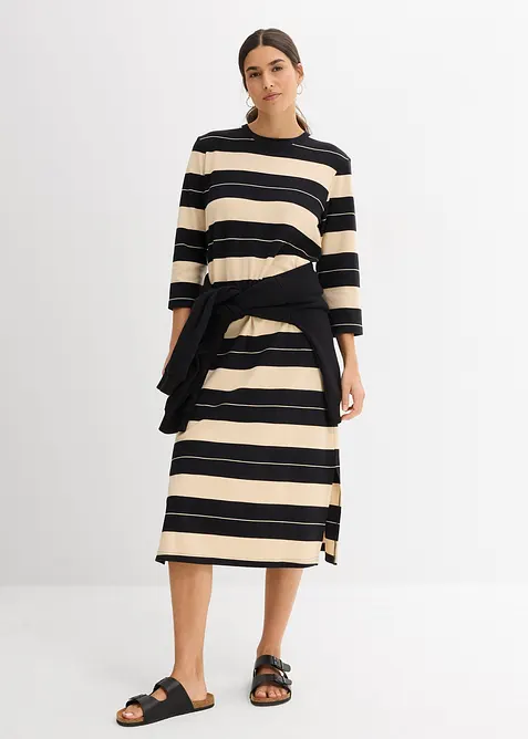 Trikåklänning av ren bomull, bonprix