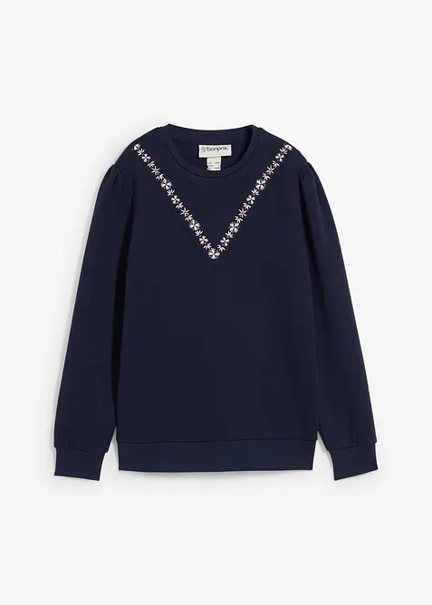 Sweatshirt med broderi i bomullsmix, bonprix